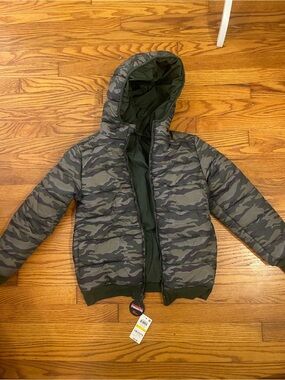 Epic Threads Kids Camo Puffer Jacket - Olive Green Reversible
